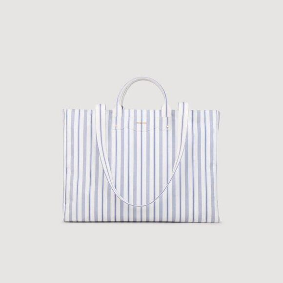 NWT Sandro Striped canvas tote bag - Picture 1 of 2